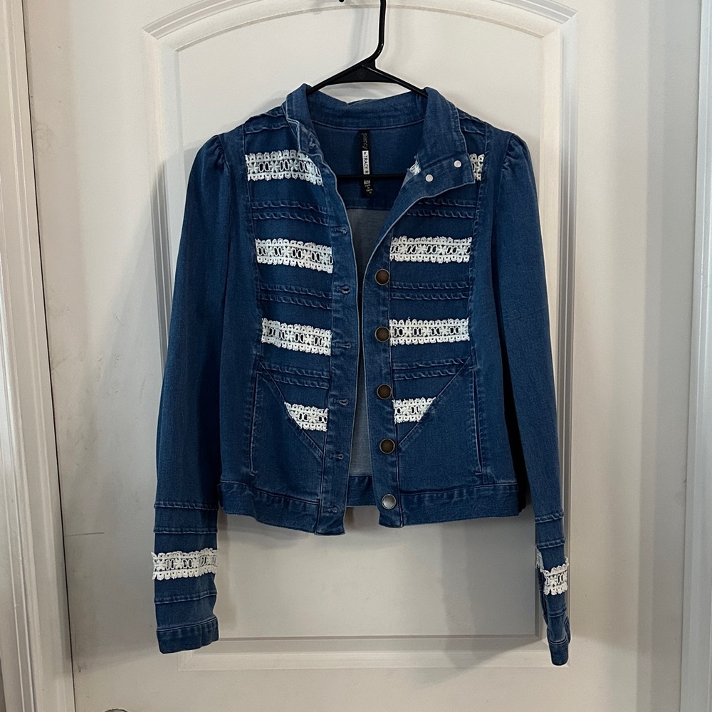 NEW Plenty By Tracey Reese Lace & Denim Jacket Size M